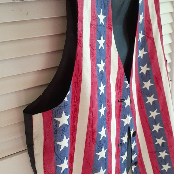 Red, white and blue stars and stripes unisex groovy vintage vest independence - Picture 3 of 9